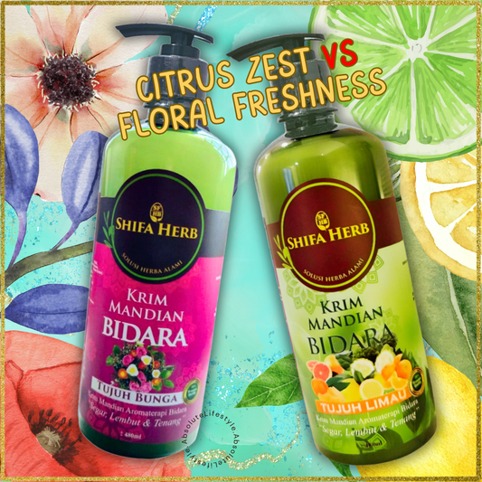 Luxury shower gel set with citrus brightening and floral nourishing benefits