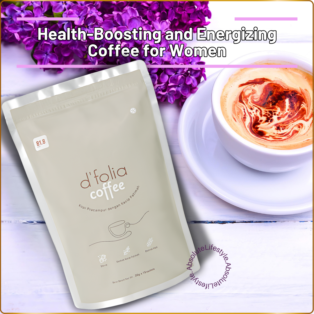 D'Folia Coffee women's wellness instant coffee 15 sachets for energy and feminine health support