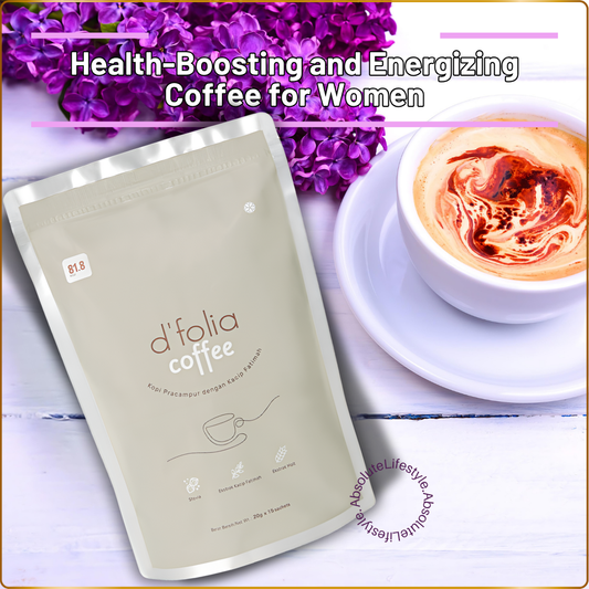 D'Folia Coffee women's wellness instant coffee 15 sachets for energy and feminine health support