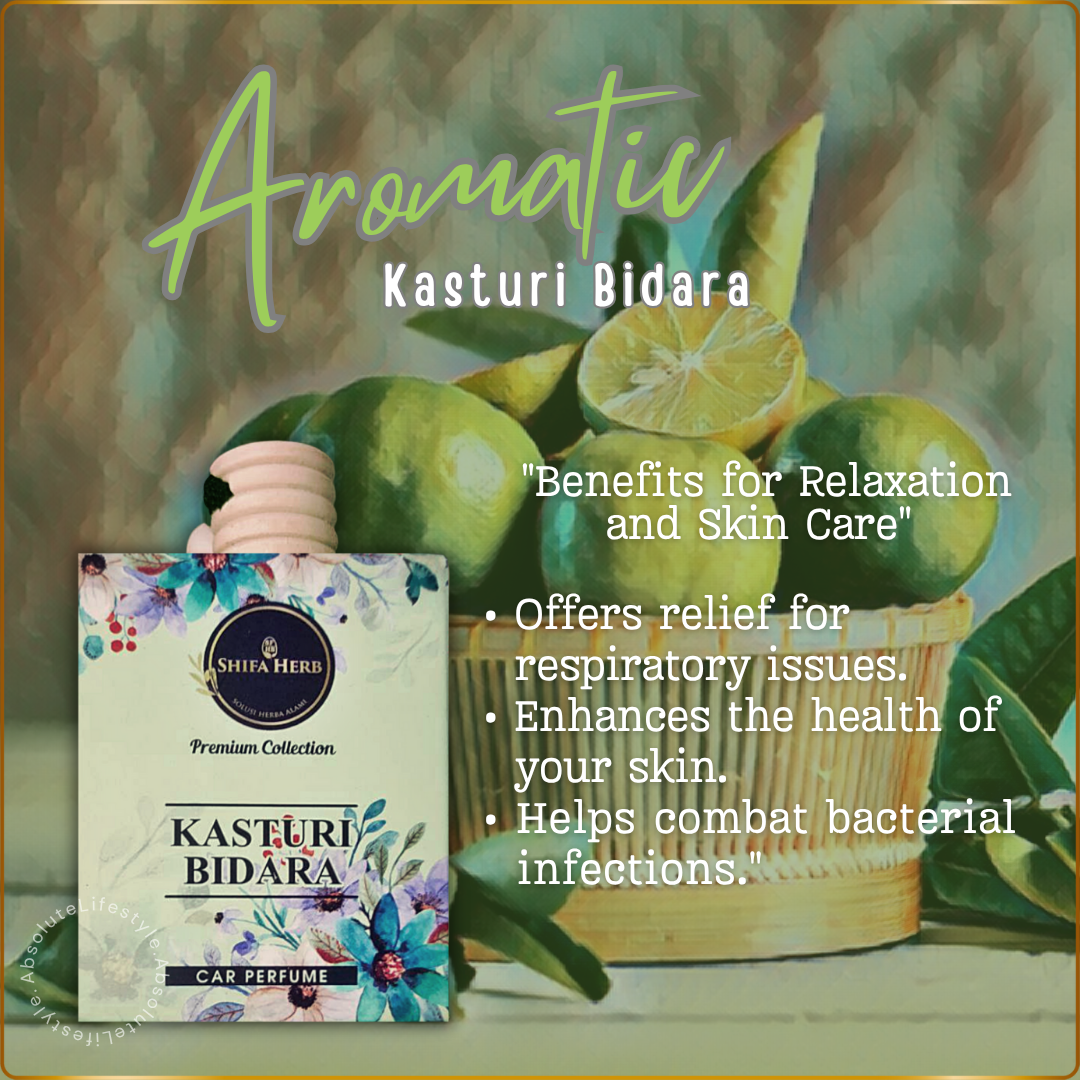 Kasturi Bidara car perfume infused with warm woody musk fragrance for a relaxing and premium aromatherapy experience on the road