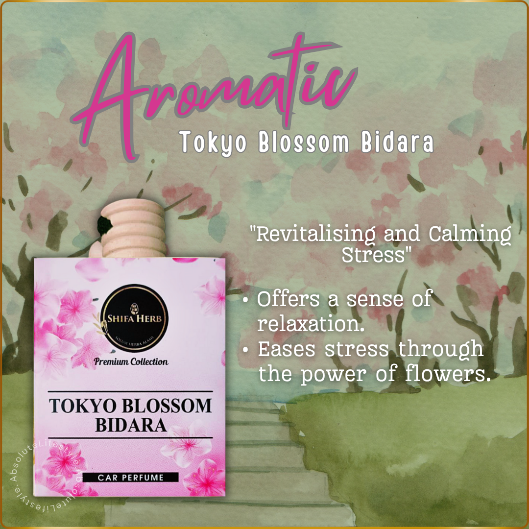 Tokyo Blossom Bidara car perfume featuring a delicate floral aroma inspired by Japanese blossoms for a serene and elegant drive