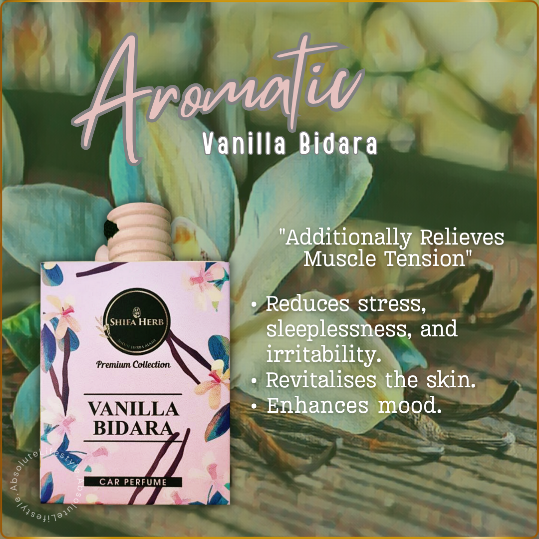 Vanilla Bidara car perfume offering a smooth, creamy aroma that creates a cosy, comforting and calming atmosphere in the car